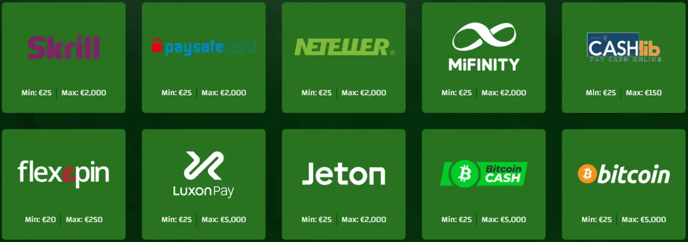 Sombrero Spins Casino payment methods